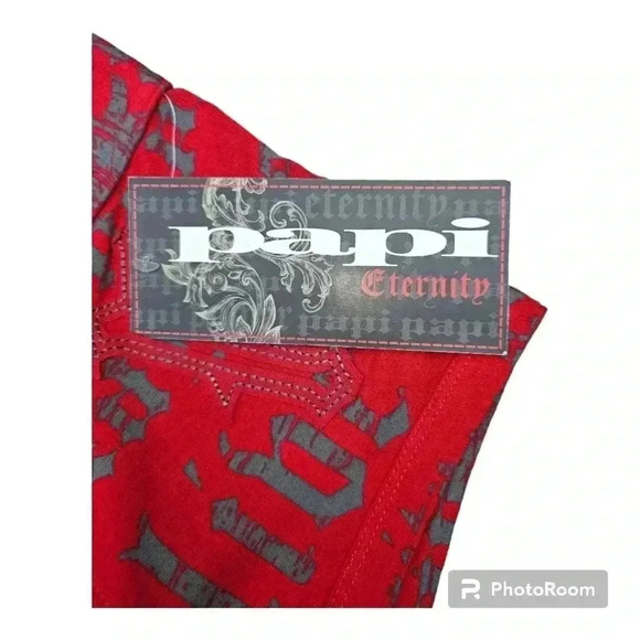 PAPI ETERNITY COTTON BLEND BRAZILLIAN BRIEFS RED/ GREY PATTERN #980555 LARGE NWT - Picture 4 of 6